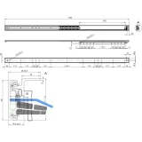 Ausziehtischfhrung TOPSLIDE, Auszugsweg 720 mm, Lnge 1200 mm, Stahl/Aluminium