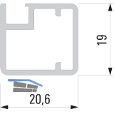 Glasrahmenprofil schmal, Lnge per Stange 2500 mm, Aluminium Edelstahl Effekt