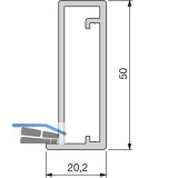 Glasrahmenprofil breit 50/20,2 mm, Lnge 2500 mm per Stange, Alu natur eloxiert