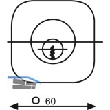 Rosette fr Auenzylinder mit Bohrung  30 mm, 60 x 60 mm, Stahl vernickelt