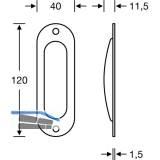 Schiebetrmuschel FSB 42 4212 oval,40x120 mm,ungelocht,Aluminium silber eloxiert