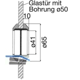 Schiebetrmuschelpaar rund, Glasstrke 8 - 12 mm, Messing poliert