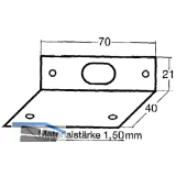 Riegelschlieblech abgewinkelt, mit ovalem Loch, 70 x 40 x 21 mm, Stahl verzinkt