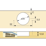 HETTICH ET 582 Spezialscharnier f. Khlschrankumb., W 95, FE /Zinkdruckg.vern.