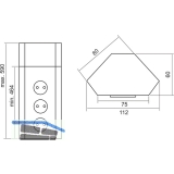 Power-Eck 1 230 V belgische Norm, 465-600x112x60 mm, 3 Steckdosen