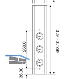 Power-Turm 1 230 V,3 Schukosteckdosen, Anschlusskabel 2000 mm mit Schukostecker