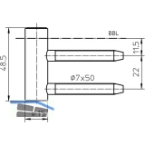 Trband Rahmenteil V 4400 WF, Bandhhe 48,5 mm, Stahl vernickelt