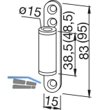 Trband Rahmenteil 11.405, Bandhhe 38,5 mm, Stahl verzinkt