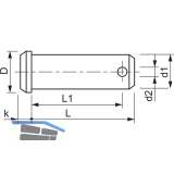 DIN1444B 16H11x50 Edelstahl A2 Bolzen mit Kopf und Splintloch