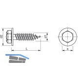 ISO10510-S1 6.3x19 verzinkt Kombi-Sechskantblechschraube (ISO1479) mit U-Scheibe