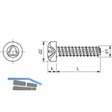 DIN7500PE (CT) M 3x 6 Torx 10 verzinkt gewindefurchende Linsenschraube