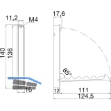 Klapphaken Mitnal zum Einlassen - 4 Haken, Hhe 160 mm, ZN Edelstahl Effekt