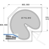 NINKA ProArc Drehboden,  710 mm, KB 800 mm, Polystyrol alugrau