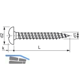 S-Spanplattenschraube Halbrundkopf 5.0x 55 Vollgewinde Torx 25 verzinkt-blau